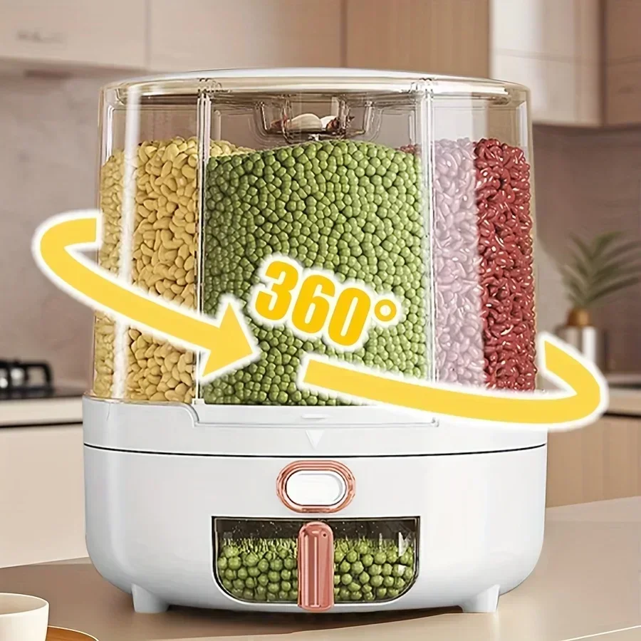 Kitchen Gadgets Organizer - 6-komorowy 360 ° Obrotowy, szczelny pojemnik