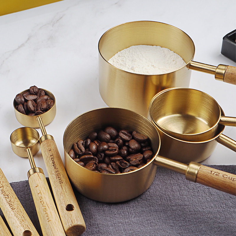4/8 sztuk drewniane złote kubk – Kitchen Gadgets Gold recenzja i cena